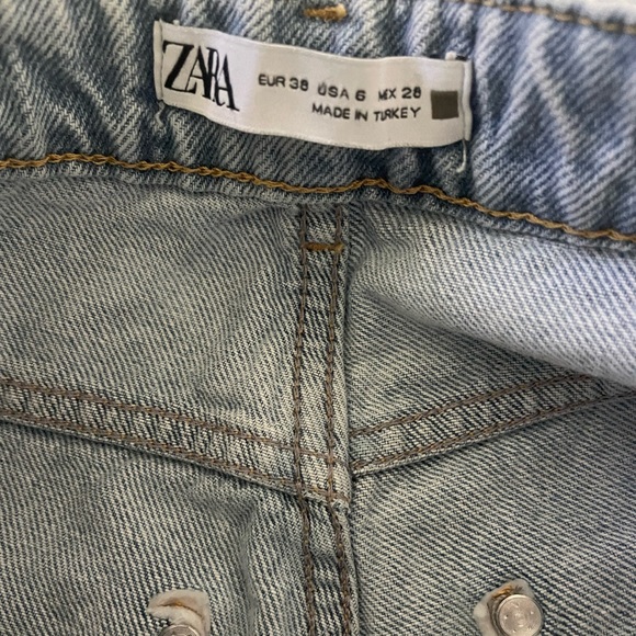 Zara High Rise Straight Leg Ripped Denim Jeans Ladies Size 6 - Picture 5 of 6